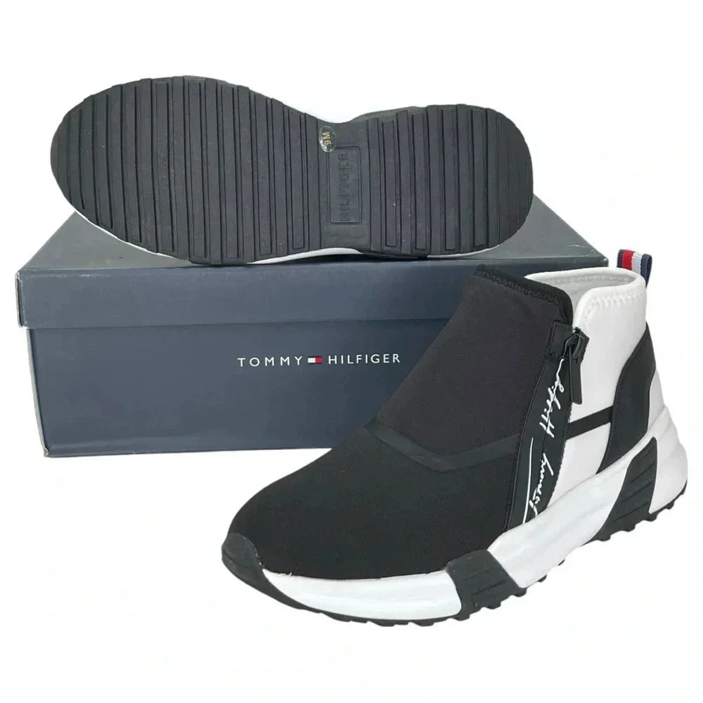 Tommy Hilfiger Morney Black Stretch Womens Fashion Sneakers Size 9M - Picture 10 of 11